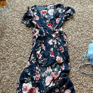 Blue foral romper. Size: M